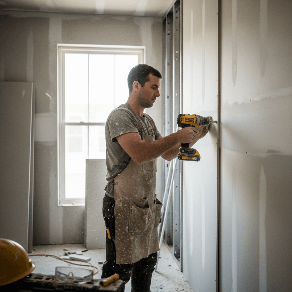 Father and son working on a home renovation together