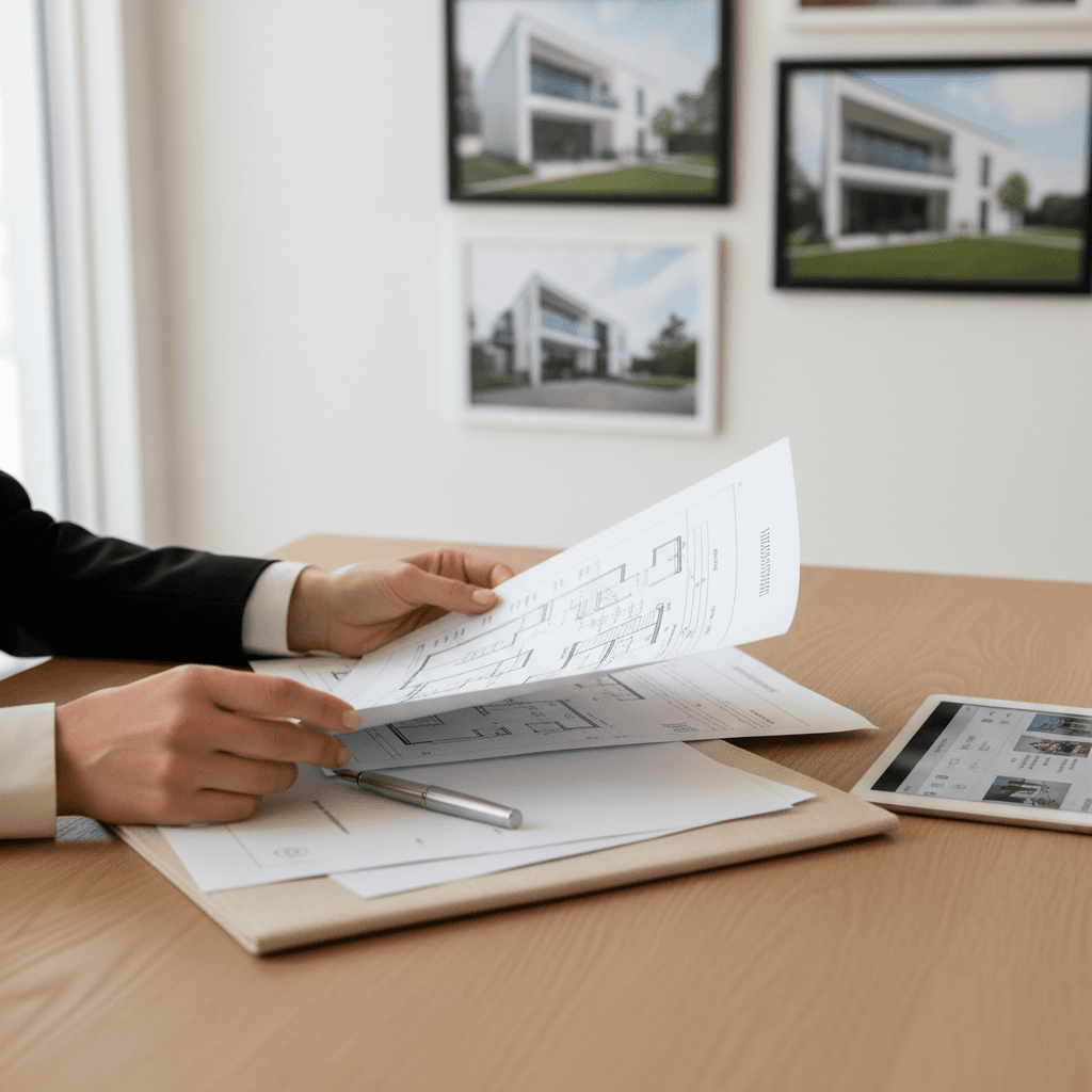 Consultant sketching a floor plan for a client