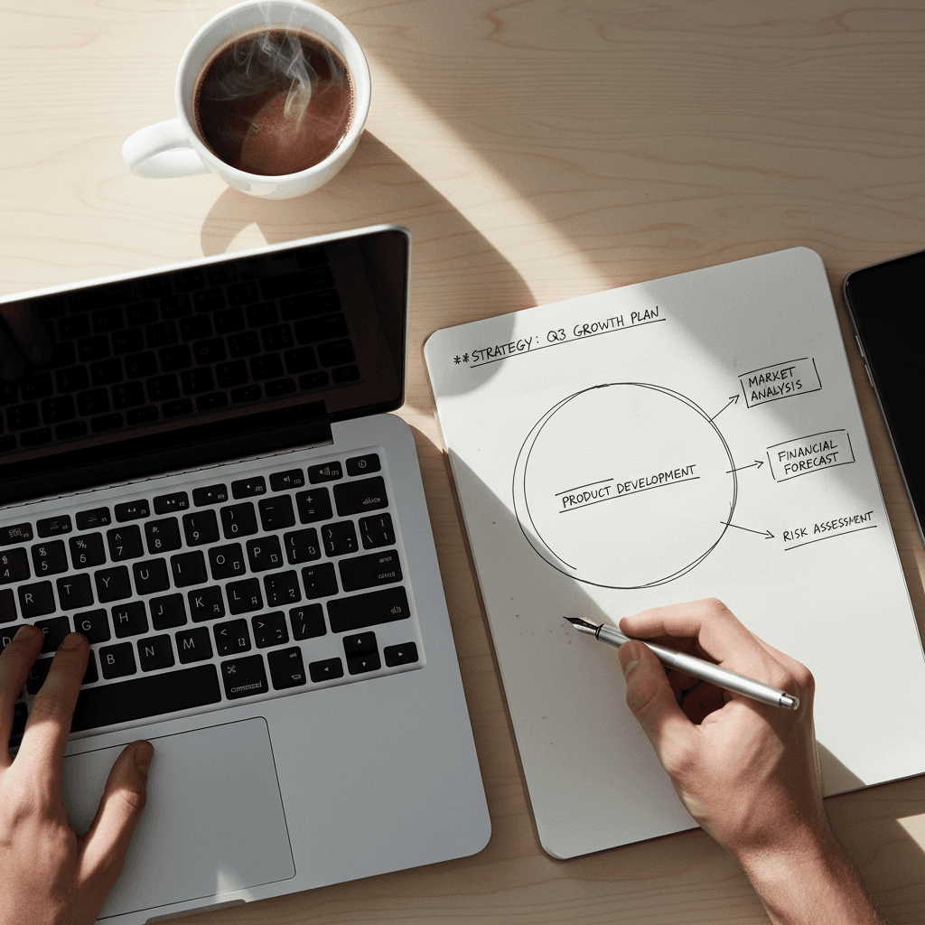 Business plan draft on a consultant's desk